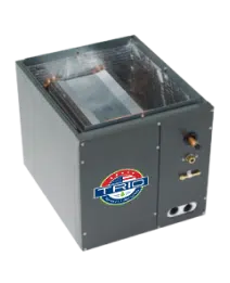 Energy-efficient TRIO heating unit with metal exterior, showcasing pipes and valves for optimal HVAC performance.