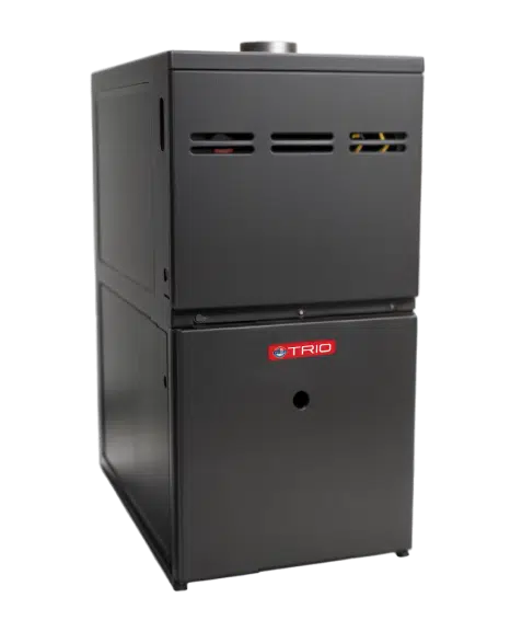 High-efficiency stationary black home furnace unit by TRIO for heating solutions.